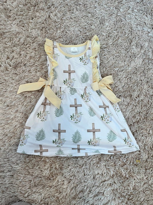 PRE-ORDER Yellow & White Cross Easter Dress