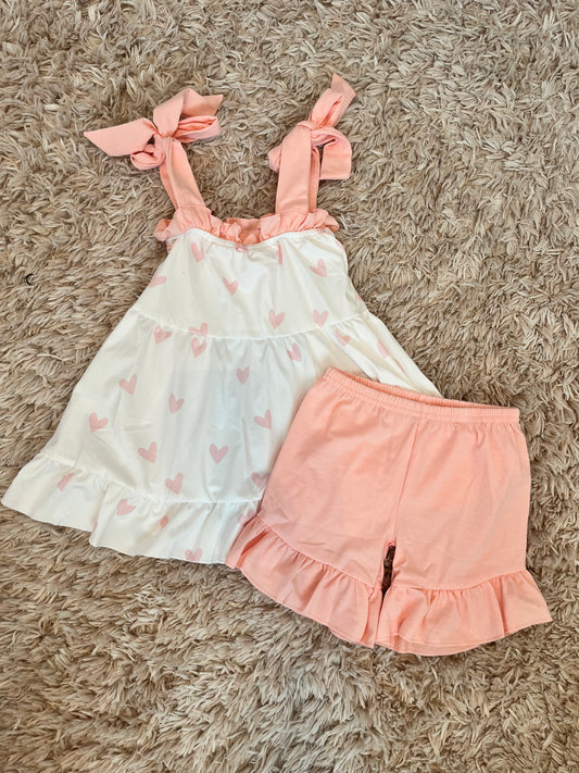 PRE-ORDER Pink & White Hearts two piece set